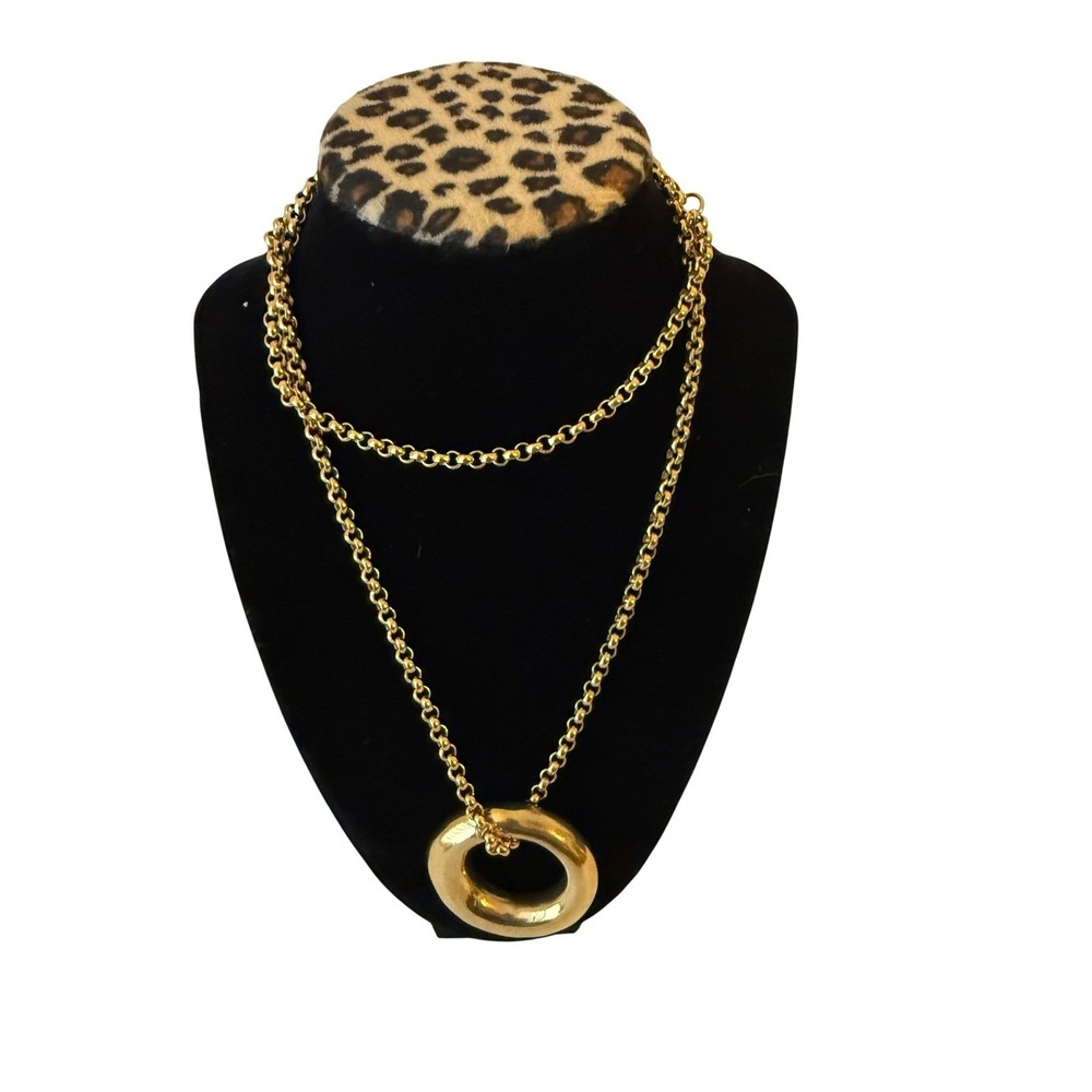 Givenchy Necklace Womens Vintage 80s Gold‎ Double Chain Pendant